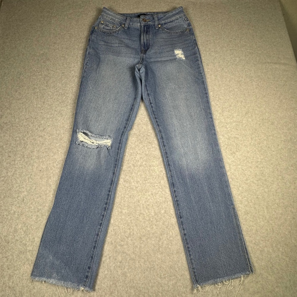 Sincerely Jules High Rise Straight Leg Distressed Jeans Light Wash Size 3/26